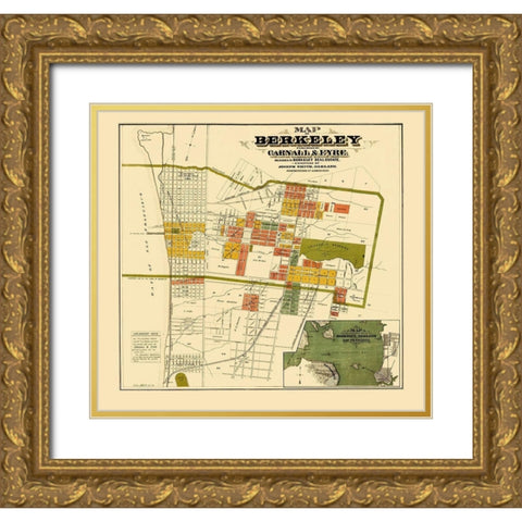 Berkeley California Landowner - Carnell 1880 Gold Ornate Wood Framed Art Print with Double Matting by Carnell