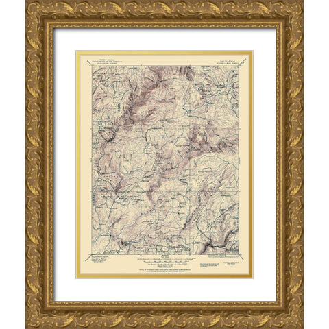 Bidwell Bar California Sheet - USGS 1888 Gold Ornate Wood Framed Art Print with Double Matting by USGS