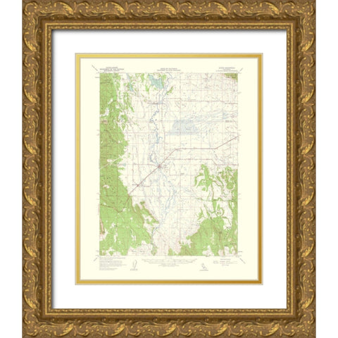 Bieber California Quad - USGS 1963 Gold Ornate Wood Framed Art Print with Double Matting by USGS