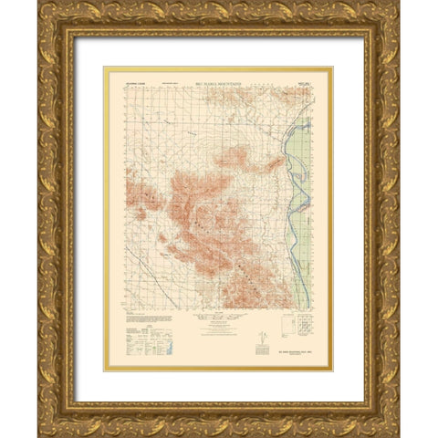 Big Maria Mountains Sheet - US Army  1944 Gold Ornate Wood Framed Art Print with Double Matting by US Army