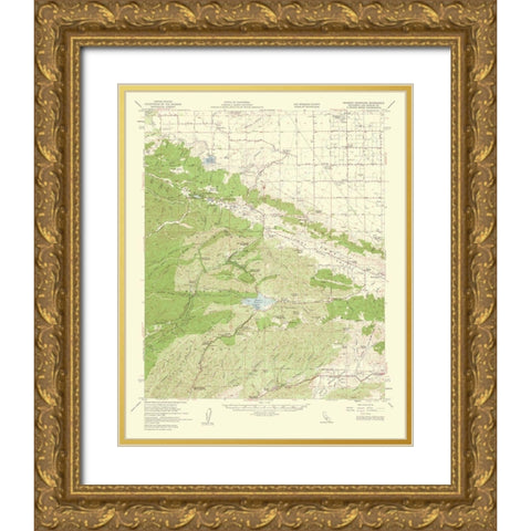 Bouquet Reservoir California Quad - USGS 1960 Gold Ornate Wood Framed Art Print with Double Matting by USGS