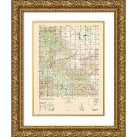 Borego Sheet - US Army  1942 Gold Ornate Wood Framed Art Print with Double Matting by US Army