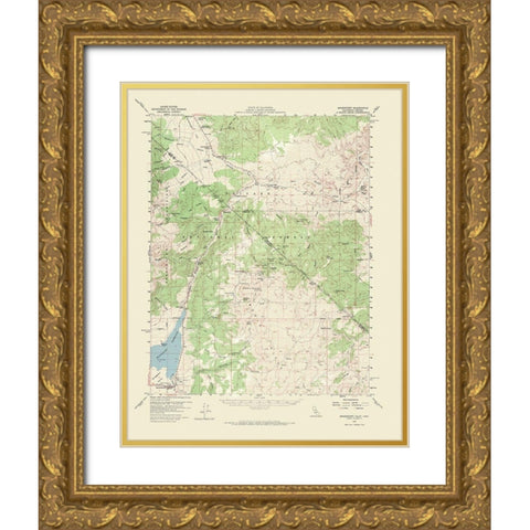 Bridgeport California Nevada Quad - USGS 1958 Gold Ornate Wood Framed Art Print with Double Matting by USGS