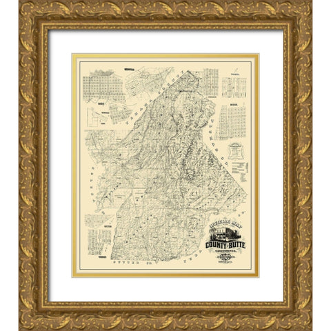 Butte California Landowner - McGann 1877 Gold Ornate Wood Framed Art Print with Double Matting by McGann