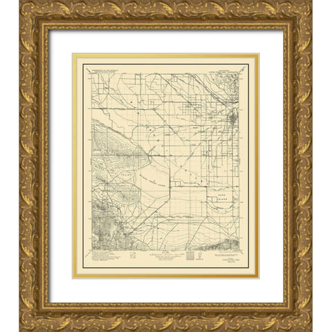 Buena Vista Lake California Quad - USGS 1912 Gold Ornate Wood Framed Art Print with Double Matting by USGS