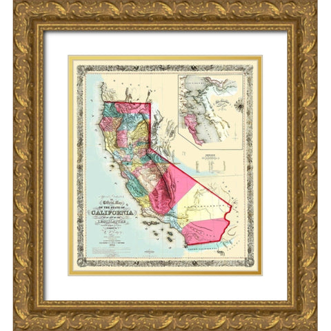California - Eddy 1854 Gold Ornate Wood Framed Art Print with Double Matting by Eddy