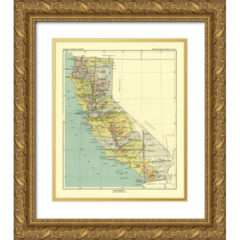California - Hoen 1896 Gold Ornate Wood Framed Art Print with Double Matting by Hoen
