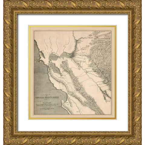 California Mining Districts - Derby 1849  Gold Ornate Wood Framed Art Print with Double Matting by Derby
