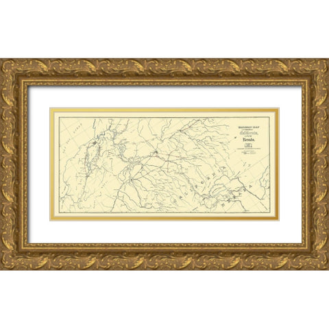 Central California, Part of Nevada Railroad 1865 Gold Ornate Wood Framed Art Print with Double Matting by Bielawski
