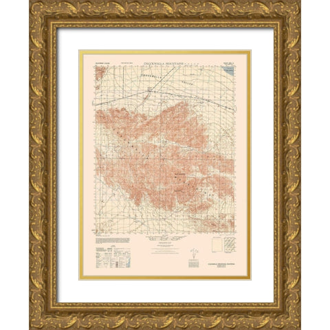 Chuckwalla Mountains Sheet - US Army  1944 Gold Ornate Wood Framed Art Print with Double Matting by US Army