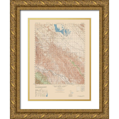 Caliente Mountain Quad - USGS  1943 Gold Ornate Wood Framed Art Print with Double Matting by USGS