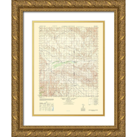 Carrizo Mountain Sheet - US Army 1942 Gold Ornate Wood Framed Art Print with Double Matting by US Army