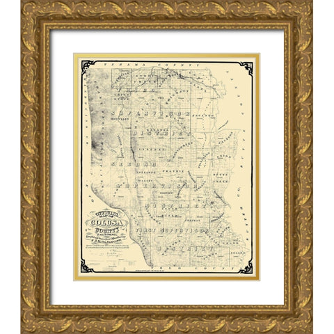 Colusa California Landowner - DeJarnett 1874 Gold Ornate Wood Framed Art Print with Double Matting by DeJarnett