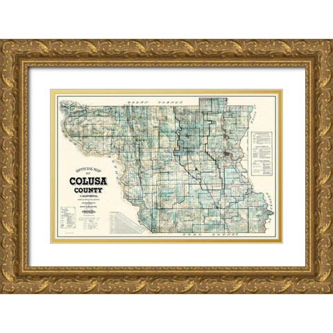 Colusa California Landowner - Kaerth 1915 Gold Ornate Wood Framed Art Print with Double Matting by Kaerth
