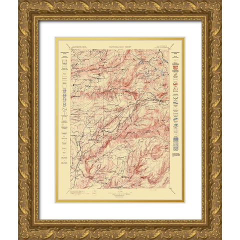 Colfax California Quad - USGS 1898 Gold Ornate Wood Framed Art Print with Double Matting by USGS