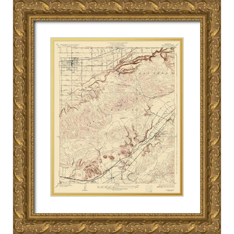 Covina California Quad - USGS 1927 Gold Ornate Wood Framed Art Print with Double Matting by USGS