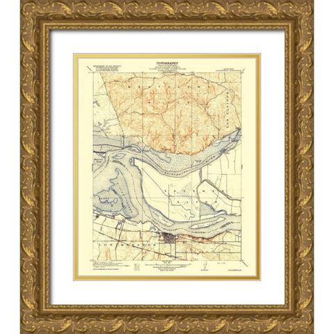 Collinsville California Quad - USGS 1918 Gold Ornate Wood Framed Art Print with Double Matting by USGS