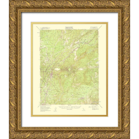 Colfax California Quad - USGS 1961 Gold Ornate Wood Framed Art Print with Double Matting by USGS