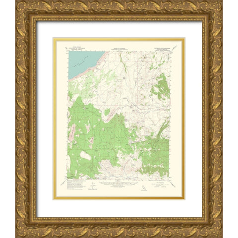 Cowtrack Mountain California Quad - USGS 1964 Gold Ornate Wood Framed Art Print with Double Matting by USGS