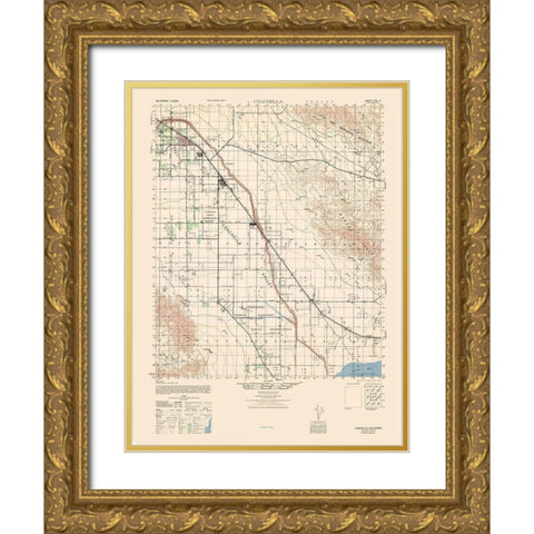 Coachella Sheet - US Army  1943 Gold Ornate Wood Framed Art Print with Double Matting by US Army