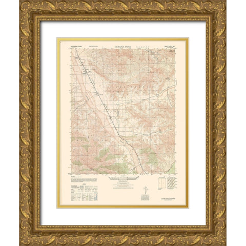 Cuyama Peak Sheet - US Army 1943 Gold Ornate Wood Framed Art Print with Double Matting by US Army