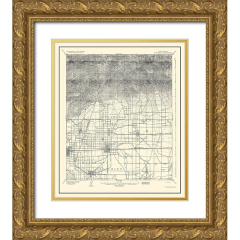 Cucamonga California Quad - USGS 1932 Gold Ornate Wood Framed Art Print with Double Matting by USGS