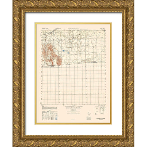 Coyote Wells Sheet - US Army 1944 Gold Ornate Wood Framed Art Print with Double Matting by US Army