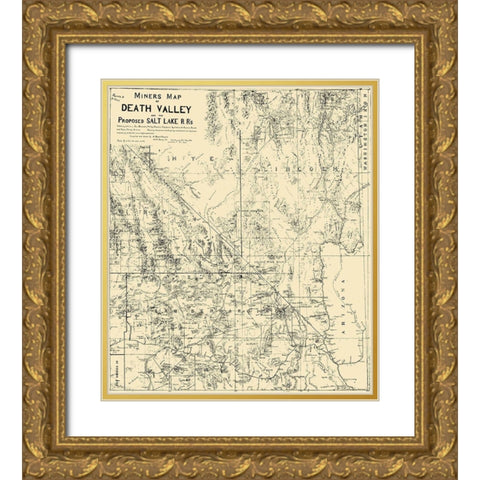 Death Valley Miner Salt Lake Railroad CA Gold Ornate Wood Framed Art Print with Double Matting by Crowell