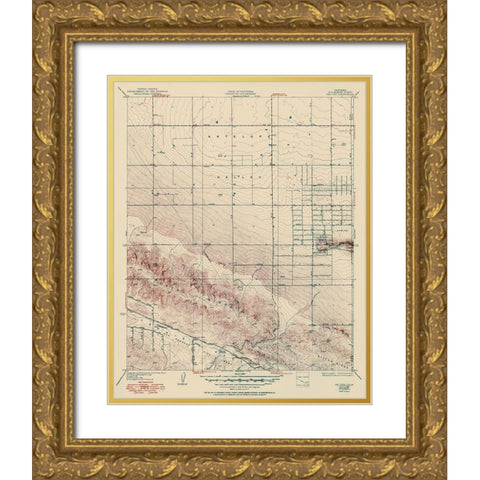 Del Sur California Quad - USGS 1937 Gold Ornate Wood Framed Art Print with Double Matting by USGS