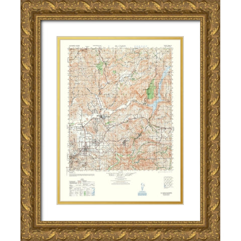 El Cajon Sheet - US Army 1948 Gold Ornate Wood Framed Art Print with Double Matting by US Army