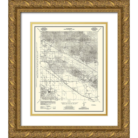 Edom California Quad Grid F - US Army 1944 Gold Ornate Wood Framed Art Print with Double Matting by US Army