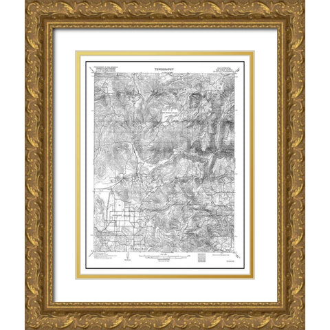 El Cajon California Quad - USGS 1903 Gold Ornate Wood Framed Art Print with Double Matting by USGS