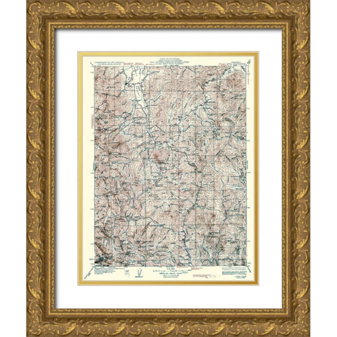 Etna California Quad - USGS 1943 Gold Ornate Wood Framed Art Print with Double Matting by USGS