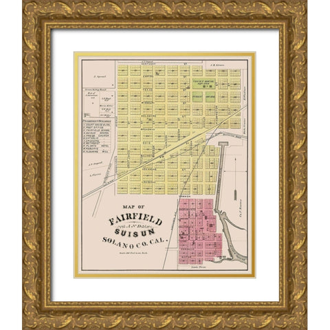 Fairfield, Suisun California Landowner Gold Ornate Wood Framed Art Print with Double Matting by Thompson