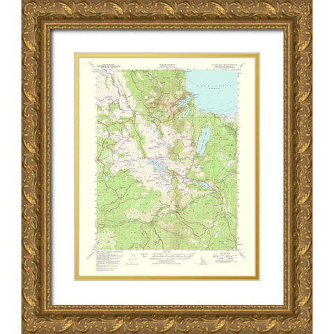 Fallen Leaf Lake California Quad - USGS 1964 Gold Ornate Wood Framed Art Print with Double Matting by USGS
