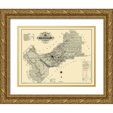 Fresno California - McKay 1914 Gold Ornate Wood Framed Art Print with Double Matting by McKay