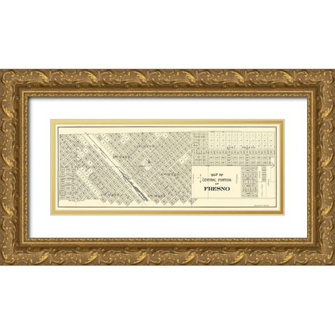 Fresno, Central California Landowner - Thomas 1892 Gold Ornate Wood Framed Art Print with Double Matting by Thomas