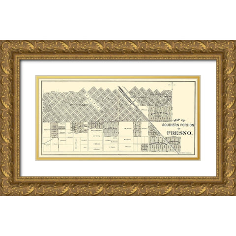 Fresno, Southern California Landowner - Thomas Gold Ornate Wood Framed Art Print with Double Matting by Thomas