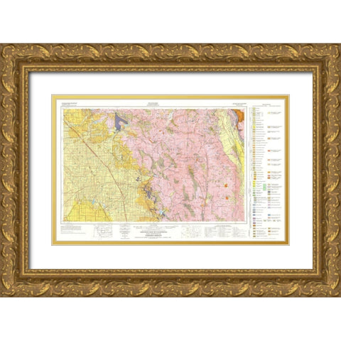 Geologic California Fresno Sheet - Matthews 1961 Gold Ornate Wood Framed Art Print with Double Matting by Matthews