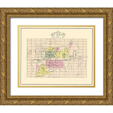 Gilroy California Landowner - Thomas 1876 Gold Ornate Wood Framed Art Print with Double Matting by Thomas