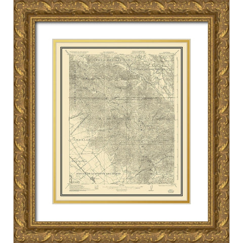 Gonzales California Quad - USGS 1921 Gold Ornate Wood Framed Art Print with Double Matting by USGS