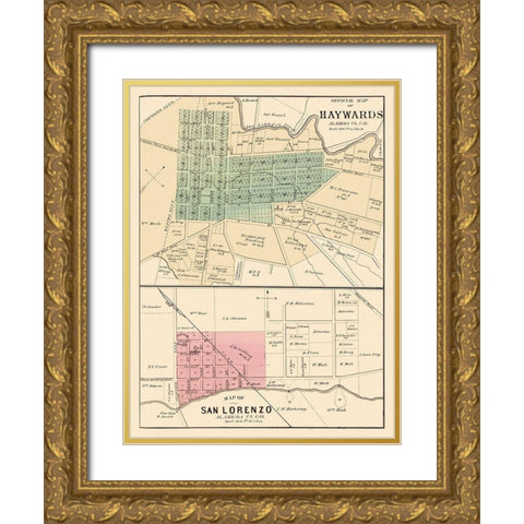 Haywards, San Lorenzo California Landowner Gold Ornate Wood Framed Art Print with Double Matting by Thompson