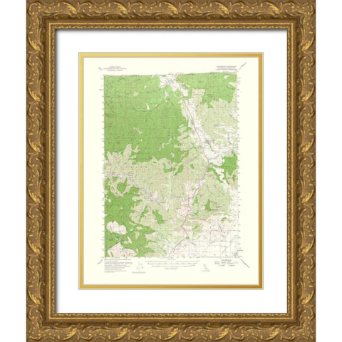 Hornbrook California Quad - USGS 1964 Gold Ornate Wood Framed Art Print with Double Matting by USGS