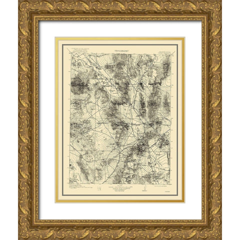 Ivanpah California Nevada Quad - USGS 1912 Gold Ornate Wood Framed Art Print with Double Matting by USGS