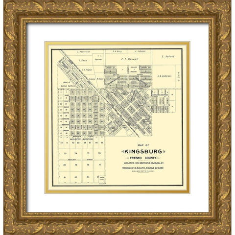 Kingsburg California Landowner - Thomas 1892 Gold Ornate Wood Framed Art Print with Double Matting by Thomas
