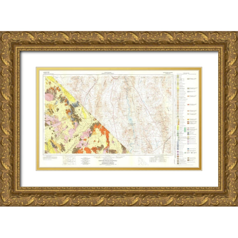 Geologic California Kingman Sheet - Jennings 1956 Gold Ornate Wood Framed Art Print with Double Matting by Jennings