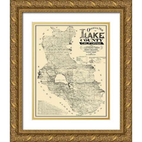 Lake California Landowner - Rice 1892 Gold Ornate Wood Framed Art Print with Double Matting by Rice
