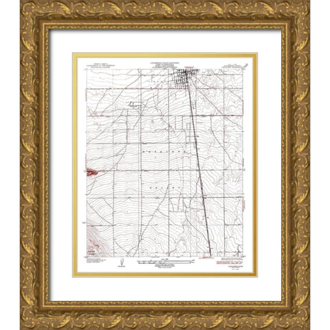 Lancaster California Quad - USGS 1933 Gold Ornate Wood Framed Art Print with Double Matting by USGS