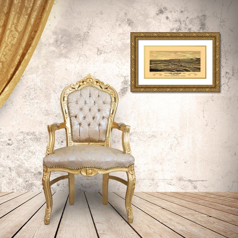 Los Angeles California - Glover 1877  Gold Ornate Wood Framed Art Print with Double Matting by Glover