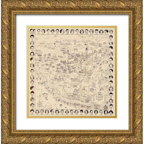 Los Angeles California - Boggs 1937 Gold Ornate Wood Framed Art Print with Double Matting by Boggs